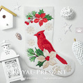ITH Christmas stocking with Cardinal machine embroidery design - 5 sizes