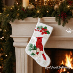 ITH Christmas stocking with Cardinal machine embroidery design - 5 sizes