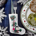ITH Christmas stocking with Coal Tit machine embroidery design - 4 sizes