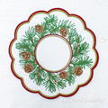 ITH Pine with cones table placemat design for multi-needle industrial machine - 2 sizes