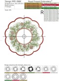 ITH Pine with cones table placemat design for multi-needle industrial machine - 2 sizes