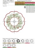ITH Pine with cones table placemat design for multi-needle industrial machine - 2 sizes