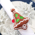 In The Hoop napkin ring Machine Embroidery Design Gingerbread Bell Free