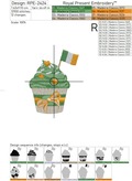 Irish flag Cupcake Machine Embroidery Design