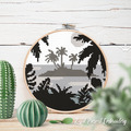 Island landscape Free cross-stitch machine embroidery design