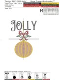 Jolly inscription with Christmas ball machine embroidery design - 2 sizes