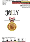 Jolly inscription with Christmas ball machine embroidery design - 2 sizes