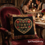 Russian Folk Khokhloma Heart Embroidery Design – 3 Sizes