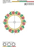 Khokhloma Round Frame Machine Embroidery Design - 3 sizes