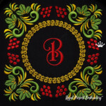 Khokhloma Square Frame Machine Embroidery Design – 2 Sizes