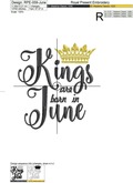 Kings are born in June Inscription Machine Embroidery Design