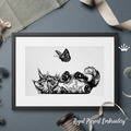 Kitten with butterfly Machine embroidery design - 6 sizes