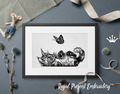 Kitten with butterfly Machine embroidery design - 6 sizes