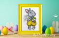 Large Bunny with Willow Easter Machine Embroidery Design - 5 sizes
