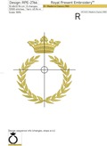 Laurel wreath Frame with Crown Machine Embroidery Design - 2 sizes