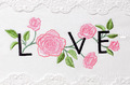 Lettering LOVE with Roses Machine Embroidery Design - 6 sizes