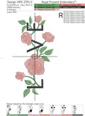 Lettering LOVE with Roses Machine Embroidery Design - 6 sizes