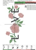 Lettering LOVE with Roses Machine Embroidery Design - 6 sizes