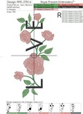 Lettering LOVE with Roses Machine Embroidery Design - 6 sizes