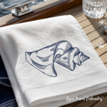 Conque marine vintage Line Art - Motif de broderie machine - 3 tailles