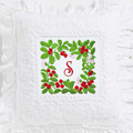 Lingonberry Botanical square frame Machine Embroidery Design - 3 sizes