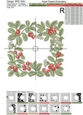 Lingonberry Botanical square frame Machine Embroidery Design - 3 sizes