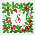 Lingonberry Botanical square frame Machine Embroidery Design - 3 sizes