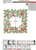 Lingonberry Botanical square frame Machine Embroidery Design - 3 sizes