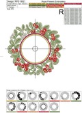 Lingonberry berries round frame Machine Embroidery Design - 4 sizes