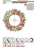 Lingonberry berries round frame Machine Embroidery Design - 4 sizes