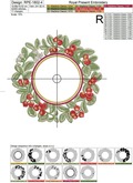 Lingonberry berries round frame Machine Embroidery Design - 4 sizes