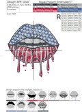 Lips USA Flag Machine Embroidery Design - 5 sizes