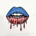Lips USA Flag Machine Embroidery Design - 5 sizes