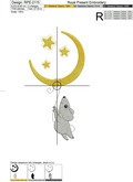 Little mouse hanging on the moon Machine Embroidery Design