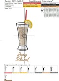Long Island Cocktail Machine Embroidery Design - 2 sizes
