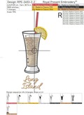 Long Island Cocktail Machine Embroidery Design - 2 sizes