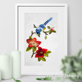 Long stitch machine embroidery design Blue Redbreast