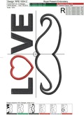 Love Dad with Mustache Applique Machine Embroidery Design - 3 sizes