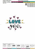 Love You Machine Embroidery Design - 2 sizes