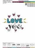 Love You Machine Embroidery Design - 2 sizes