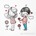 Lovers Girl and Boy Machine Embroidery Designs - 4 sizes