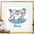 Lovers in a Boat Machine Embroidery Design - 7 sizes