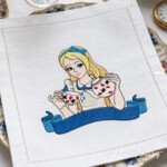 Alice Pours a Cup of Tea Machine Embroidery Design – 2 Sizes