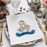 Alice Pours a Cup of Tea Machine Embroidery Design – 2 Sizes