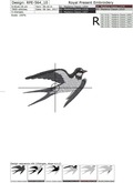 Black Swallow Machine Embroidery Design - 2 sizes