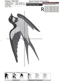 Black Swallow Machine Embroidery Design - 2 sizes