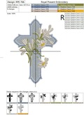 Machine Embroidery Design Blue Easter Cross with lilies - 2 sizes