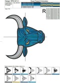 Machine Embroidery Design Bull head - 4 sizes