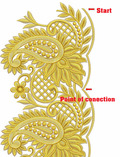 Machine Embroidery Design Buta Golden indian border