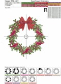 Machine Embroidery Design Christmas Festive Wreath - 3 sizes